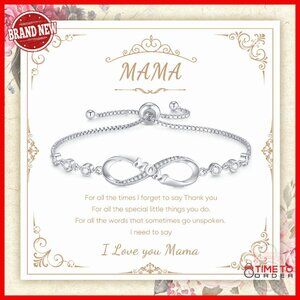 Sterling Silver Infinity Heart Bracelet Adjustable 6-9.8" Mom Gift